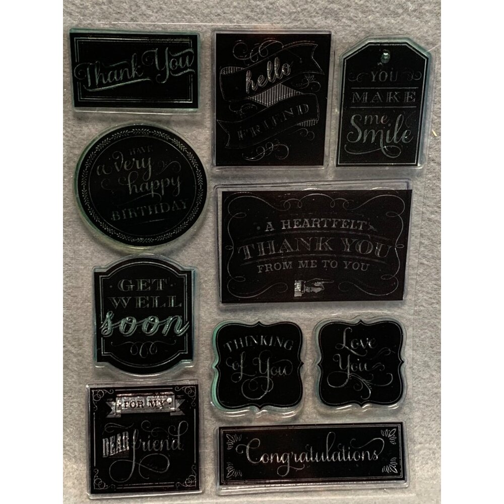 Assorted Sentiment Clear Stamps - Thank You Get Well Birthday Congratulations -
